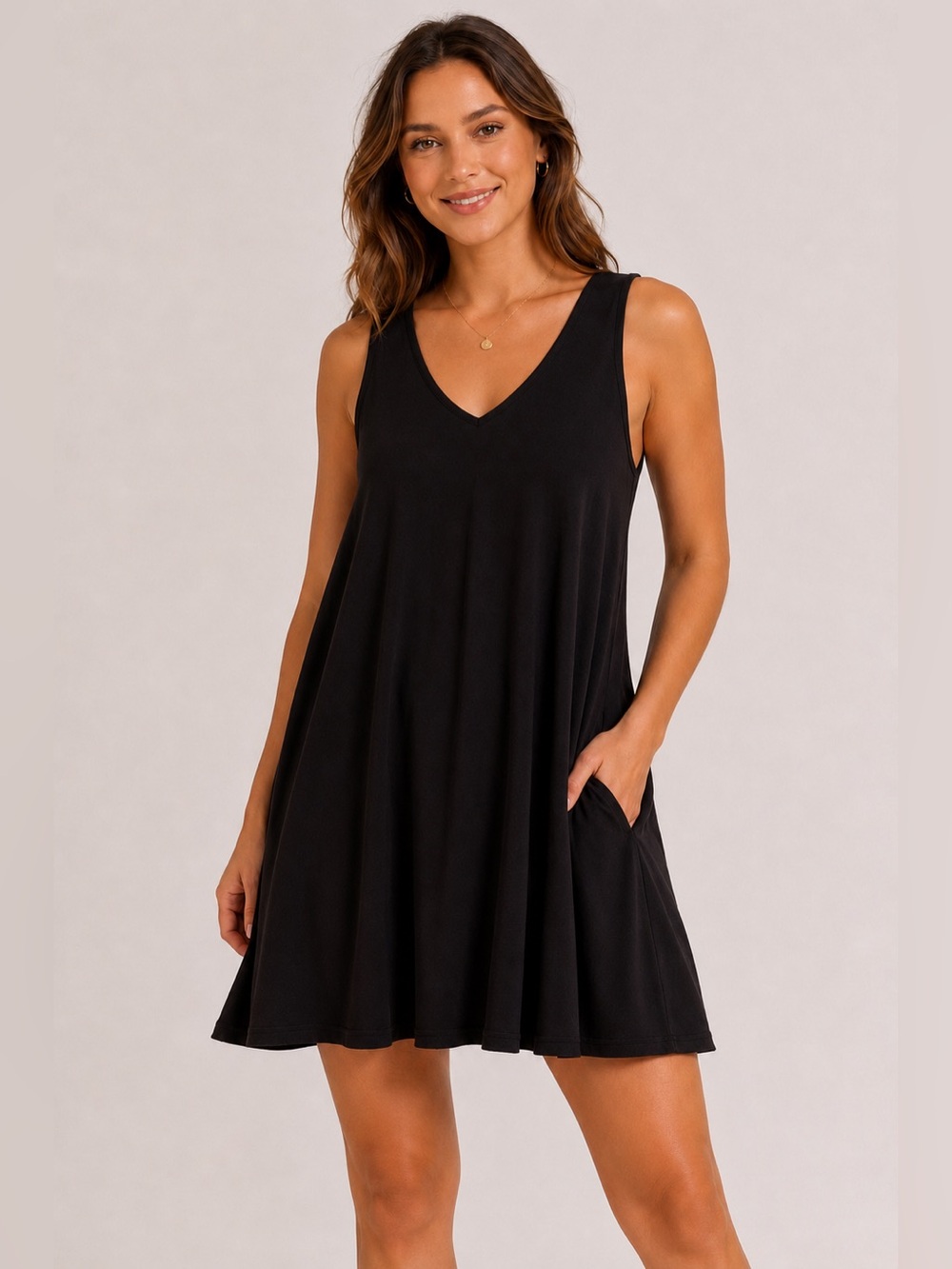 American Eagle Soft & Sexy Black Swing Mini Dress XS Crisscross Back
